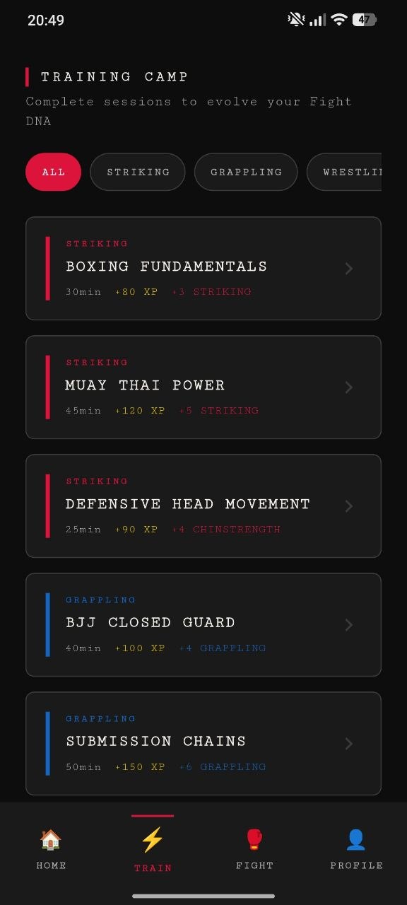 Home fight DNA dashboard